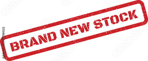 Distressed textured rectangular rubber stamp graphic signaling recent arrival of merchandise or inventory