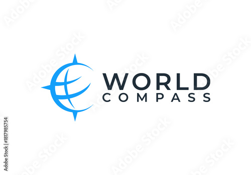 abstract globe with compass logo design template