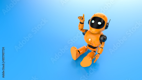 Cute and small artificial intelligence personal assistant robot finger point