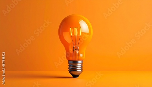 light bulb on orange background