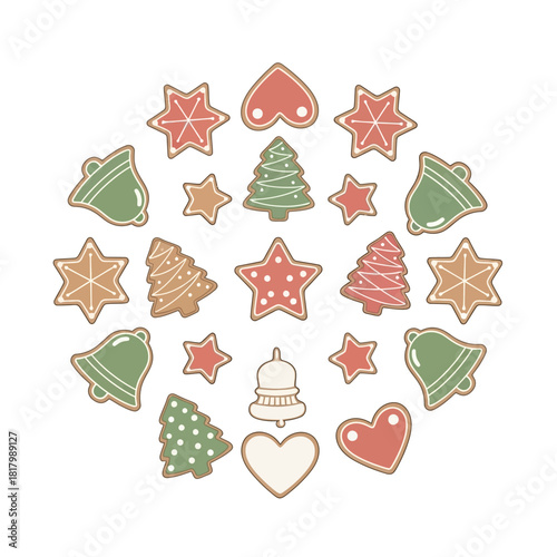 Delightful array of Christmas cookies arranged in a festive pattern, evoking joy and celebration