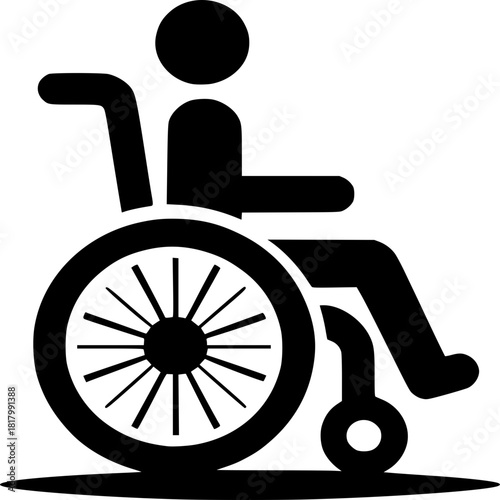 Wheelchair man illustration with wheels and vintage transport elements