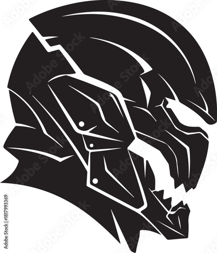 Abstract robotic combat helmet digital design vector art