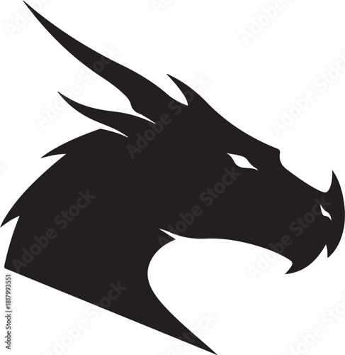 Black dragon head silhouette aggressive fantasy symbol