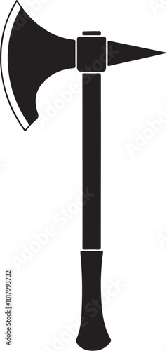 Fireman's axe symbol icon, pickaxe vector graphic tool