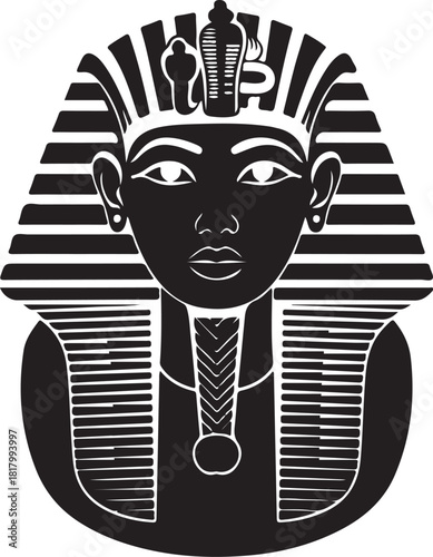 Ancient egyptian pharaoh mask vector art illustration concept.