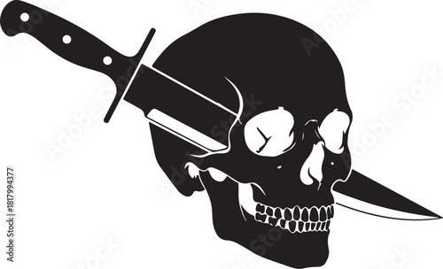 Black skull with dagger, a powerful symbol of danger and risk