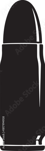 Ammunition cartridge vector silhouette isolated on white.