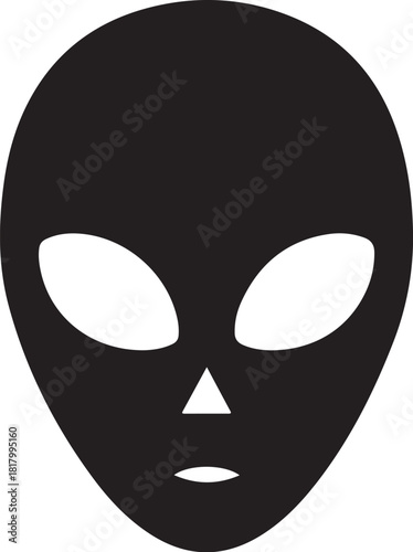 Alien head icon, silhouette graphic. unknown life forms.