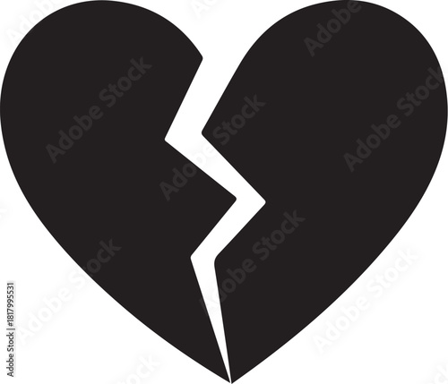 Black broken heart symbol representing loss and sadness