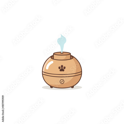 Minimalist home humidifier with paw print emitting cool mist for healthier indoor air quality and