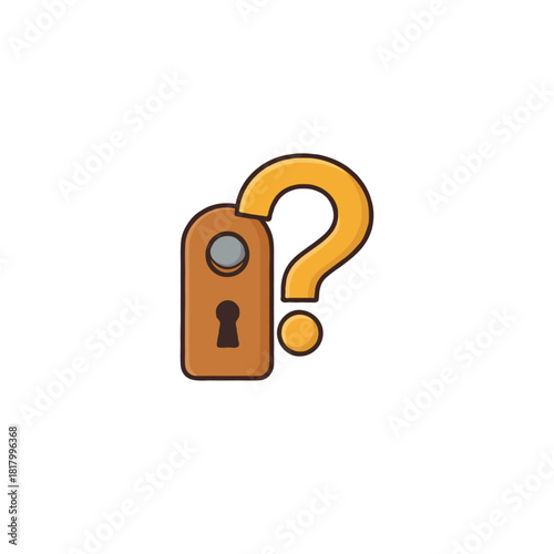 Mysterious lock with question mark concept for security questions and unknown access control