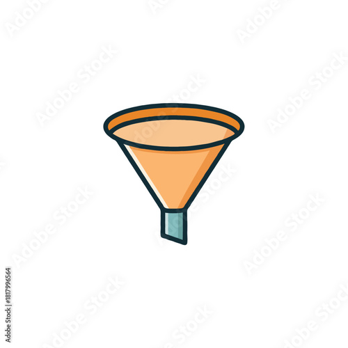 Orange funnel with blue spout illustration representing filtering data separating and conversion