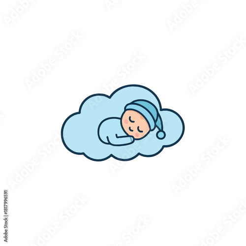 Peaceful slumber atop a fluffy cloud a dreamlike illustration evoking babyhood innocence and
