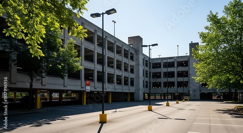 Fototapeta Naklejka Na Ścianę i Meble -  Parking garage exterior on a sunny day in summer