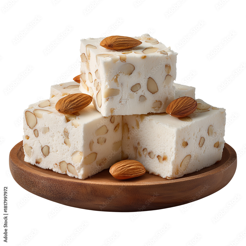 custom made wallpaper toronto digitalsweet almond fudge stacked on a wooden plate with PNG image, transparent background