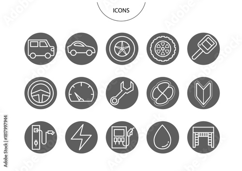 車 自動車　アイコン ピクトグラム　ベクター イラスト　セット