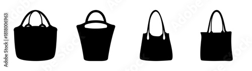 Collection of four silhouette handbags diverse styles for fashion and accessory design