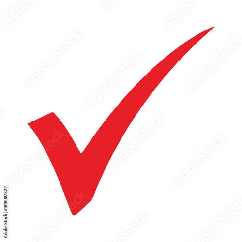 Red checkmark icon silhouette vector flat illustration design