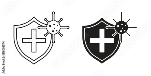 Shield virus icon for mobile app, editable designs