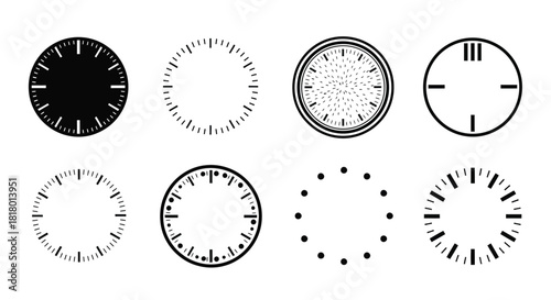 Diverse clock faces for graphic design and creative applications