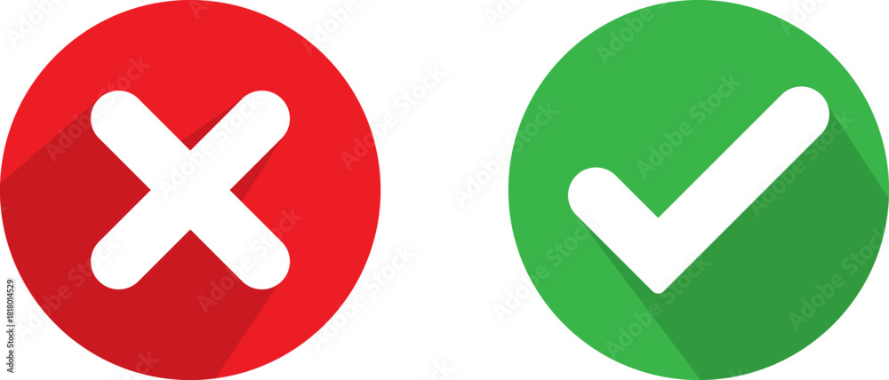 Obraz premium Red x and green checkmark icons for yes or no decisions