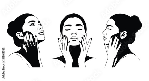 Elegant woman applying skincare for radiant beauty and self care ritual