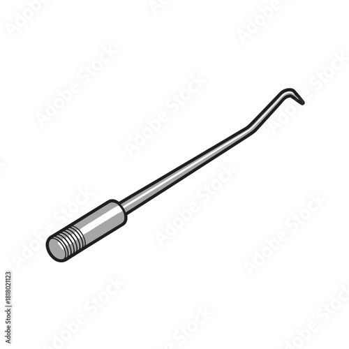 Isometric illustration of a surgical hook tool, commonly used in medical procedures, on a white background