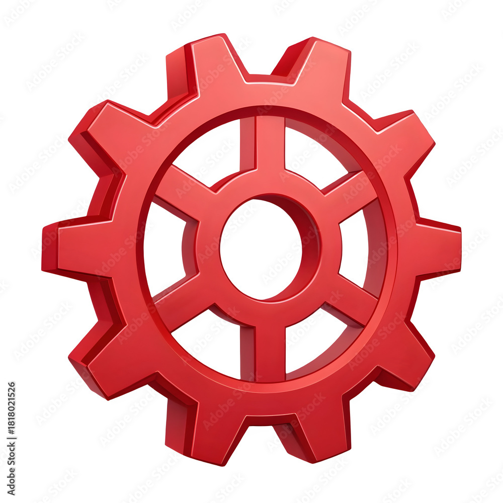 Obraz premium Red gear symbol isolated on transparent background