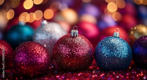 Colorful Holiday Ornaments Create a Festive Atmosphere in Winter Season