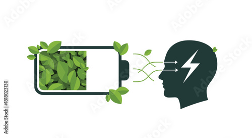 Green energy powering the human mind with natures inspiration, Generative AI