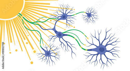 Neural network illustration with interconnected neurons and synapses, Generative AI