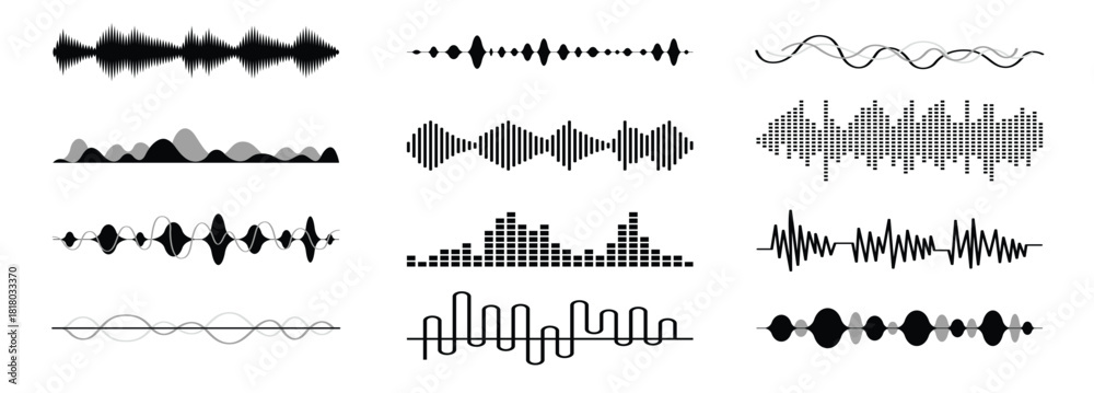 Fototapeta premium Sound Wave Icon Abstract Visualisation Sounds Amplitude
