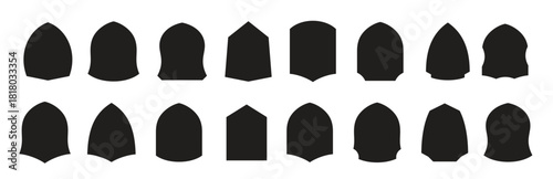 shield icons set black on a white background