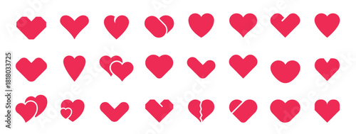heart shapes collection love symbol red loving hearts