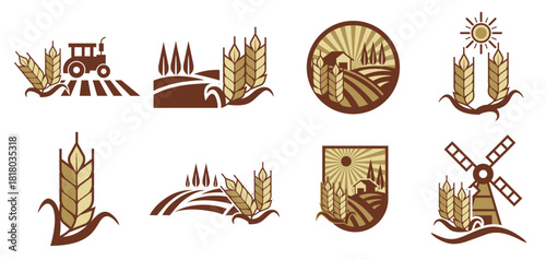 rice field vector labels