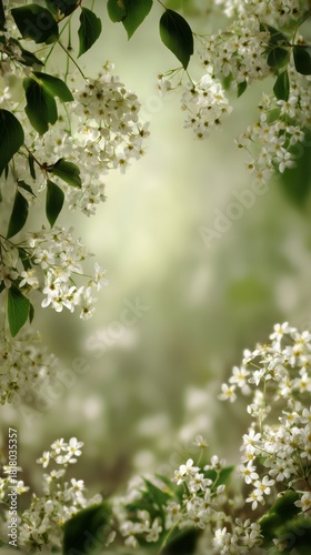 Beautiful White Flowers Frame a Soft Background in a Serene Outdoor Setting D...