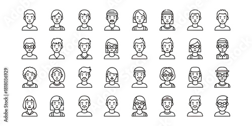 Large collection of diverse user profile icons in a grid format