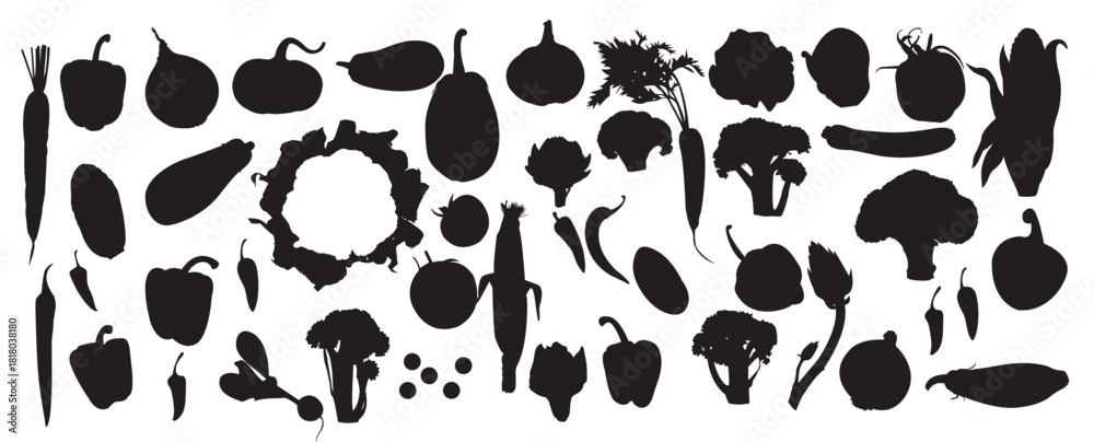 Fototapeta premium vegetable silhouette set