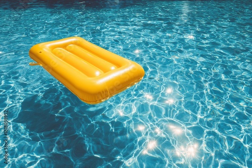 Bright Yellow Float in Clear Blue Pool During Sunny Day