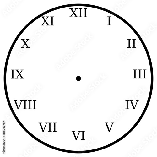 Vintage roman clock face on white background