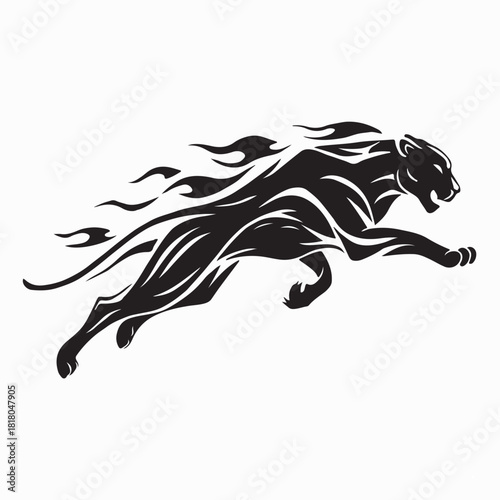 Cheetah Speed Lightning Bolt Body Logo Vector Isolated on white background