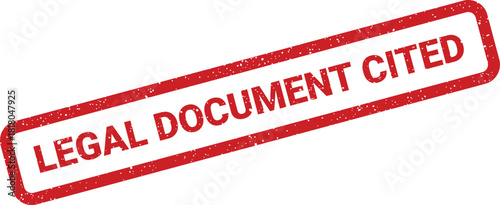 An official red rubber stamp mark with a distressed effect displays the words legal document cited