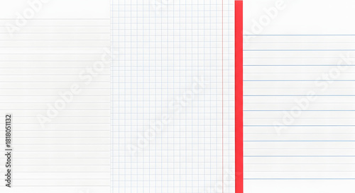 Blank Exercise Book with Different Types of Paper Sheets Texture
