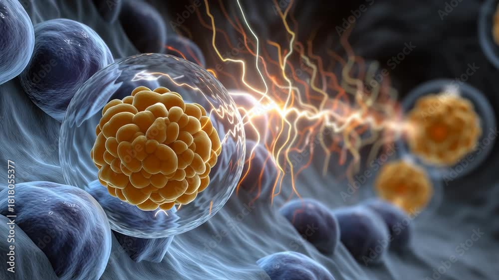 Bioenergetics concept ,Cell membrane glucose energy electricity biology ...