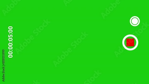 Camera Recording Viewfinder HUD Animation – 4K Ultra HD Transparent Overlay with Timer and Red Record Button (Alpha Channel)