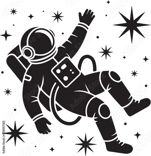 Astronaut floating in deep space with a backdrop of countless stars