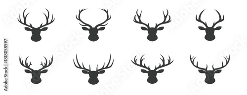 horns icons set white on a black background