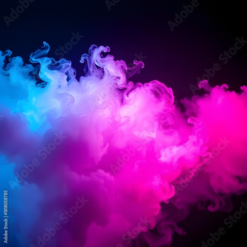 Backlit Ink Clouds with Inner Glow, Vibrant Magenta Cyan Abstract Background