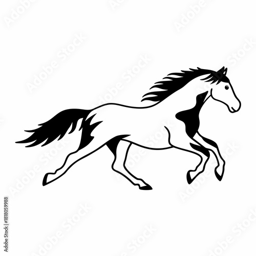 Galloping Horse Silhouette Vector Illustration